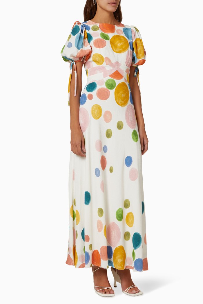 

Hunniy Tie Detail Midi Dress in Viscose, White