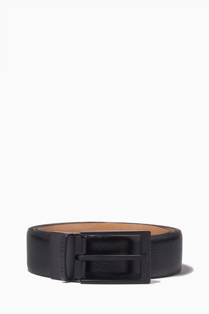 

Settar Reversible Belt in Split Bovine Leather, Black