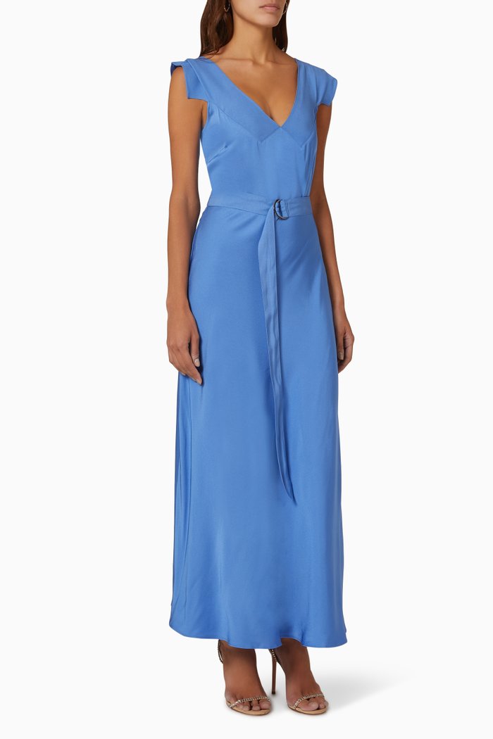 

Noemi Bias Cut Midi Dress in Viscose, Blue