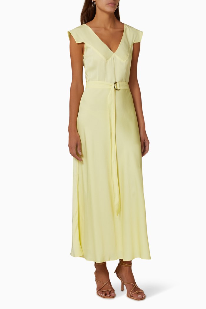 

Noemi Bias Cut Midi Dress in Viscose, Yellow