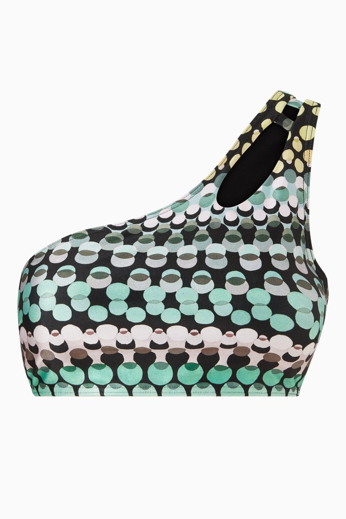 

Onde Geometric Print Bikini Top, Black