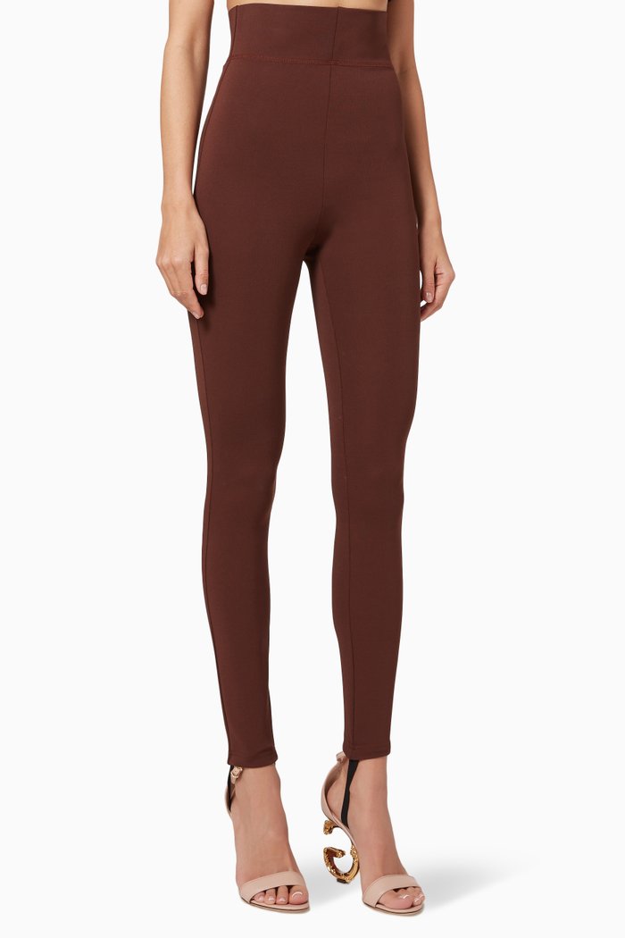 

Stirrups High-waist Leggings in Jersey, Burgundy