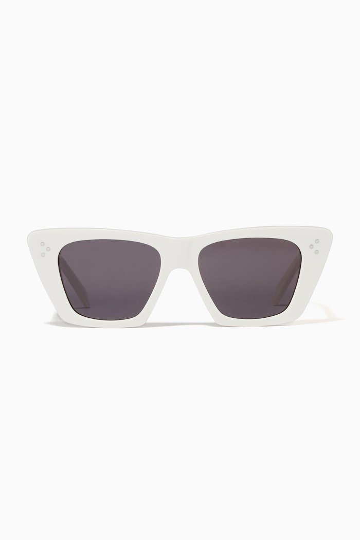 

Cat-eye Sunglasses in Acetate, White