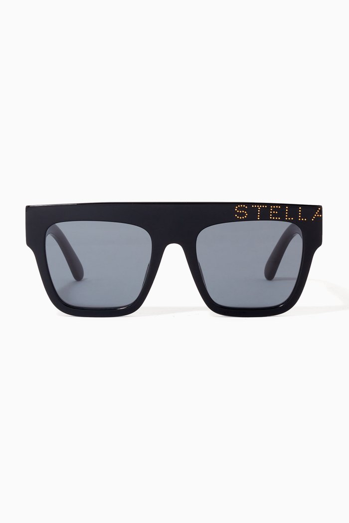 

Geometric Square Sunglasses in Acetate, Black