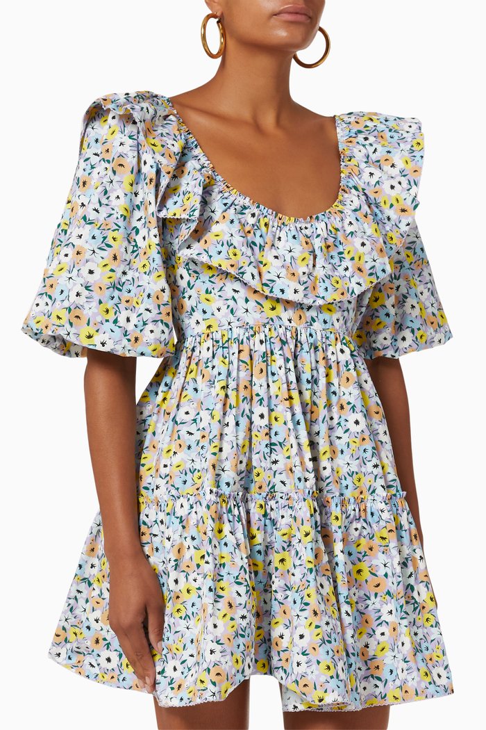 

Flor Mini Dress in Cotton Poplin, Purple