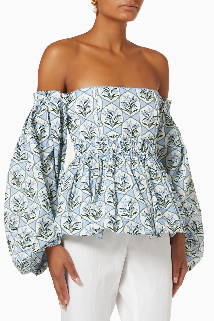 

Jamaica Top in Cotton Poplin, Blue
