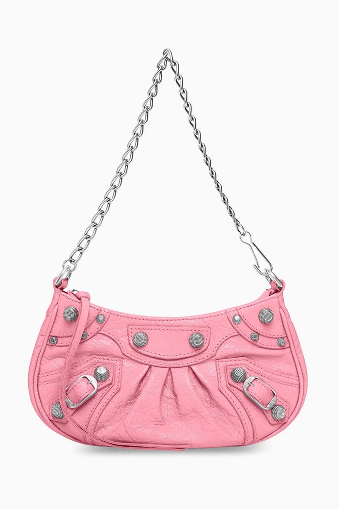 

Le Cagole Mini Purse with Chain in Arena Lambskin, Pink
