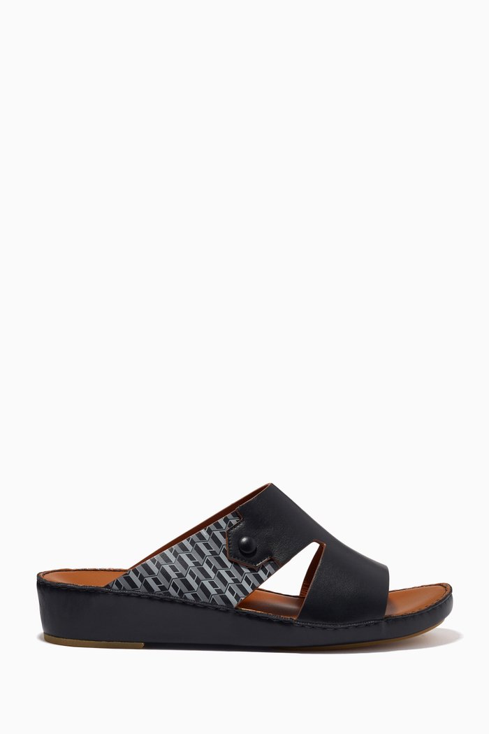 

Laterale Grafetta Sandals in Monogram Softcalf, Black