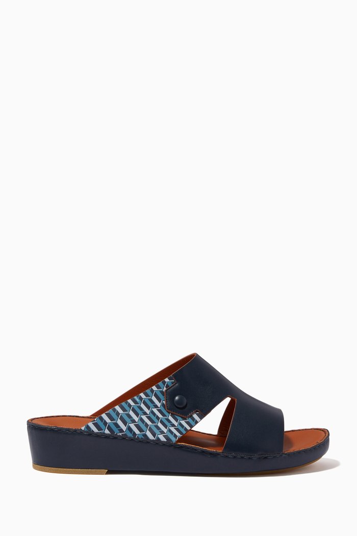 Laterale Grafetta Sandals in Monogram Softcalf, Blue