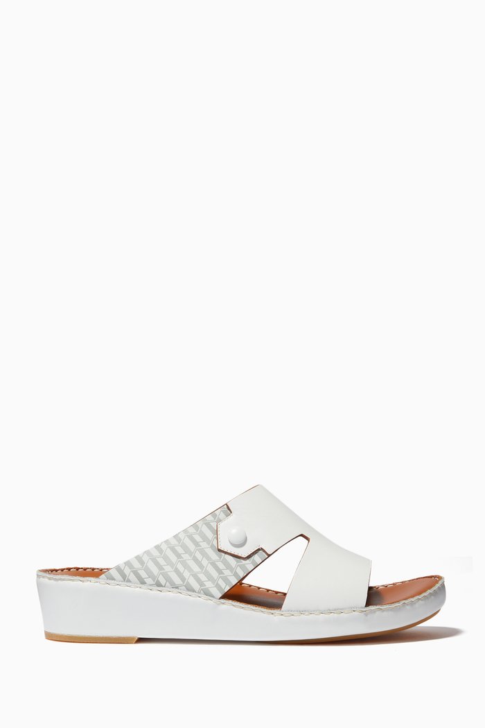 

Laterale Grafetta Sandals in Monogram Softcalf, White