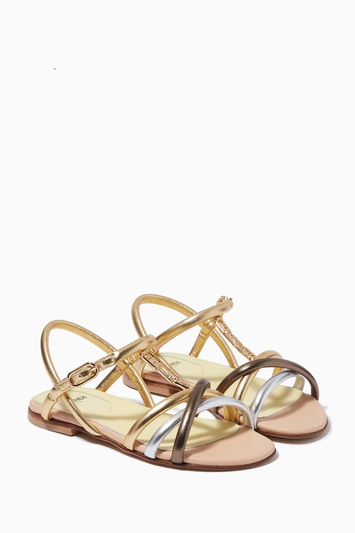 

Gold Logo Mix Sandals in Nappa Leather