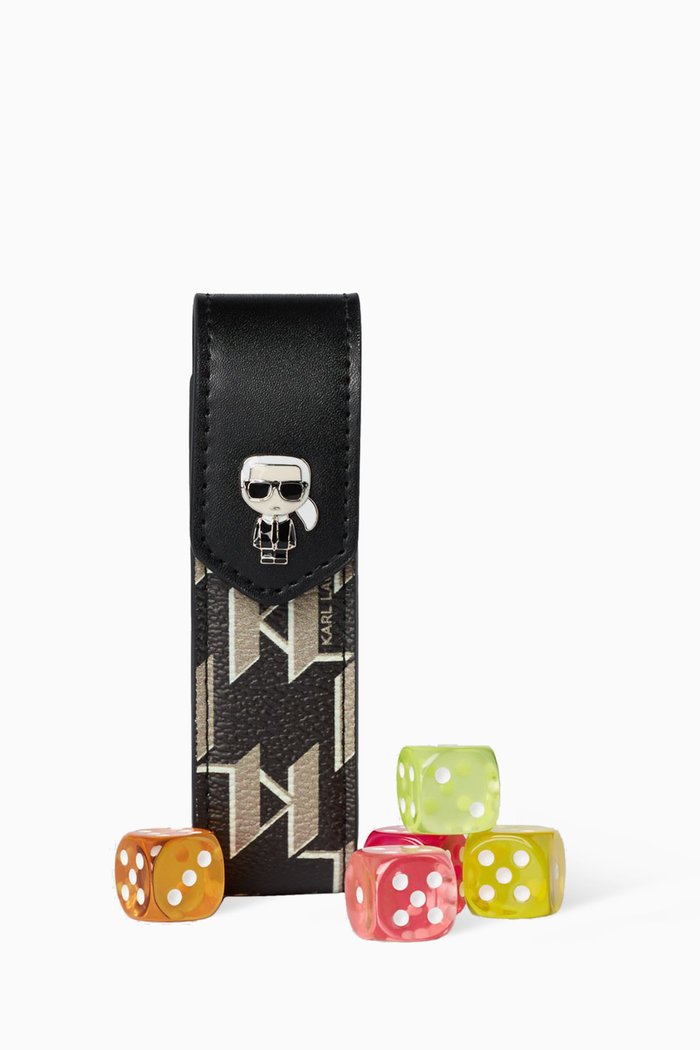 

K/Ikonik Monogram Dice Set in Case, Black