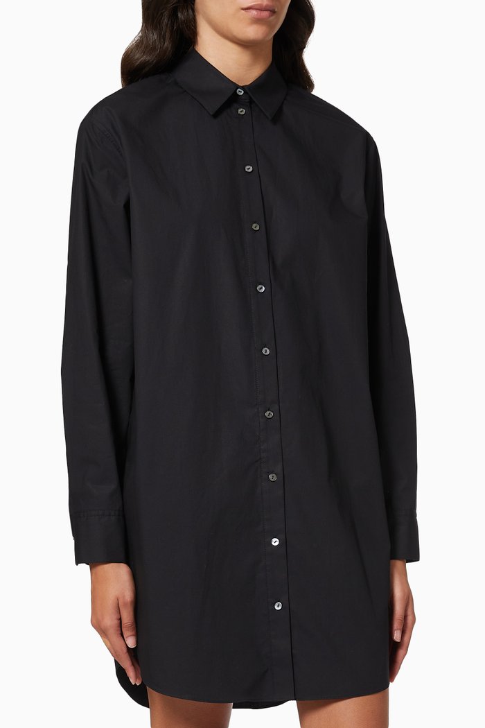 

KL Embellished Tunic Shirt in Organic Cotton, Black