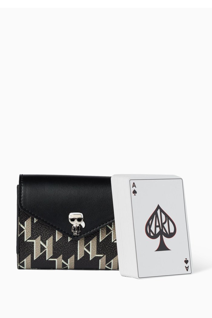 

K/Ikonik Monogram Playing Cards in Case, Black