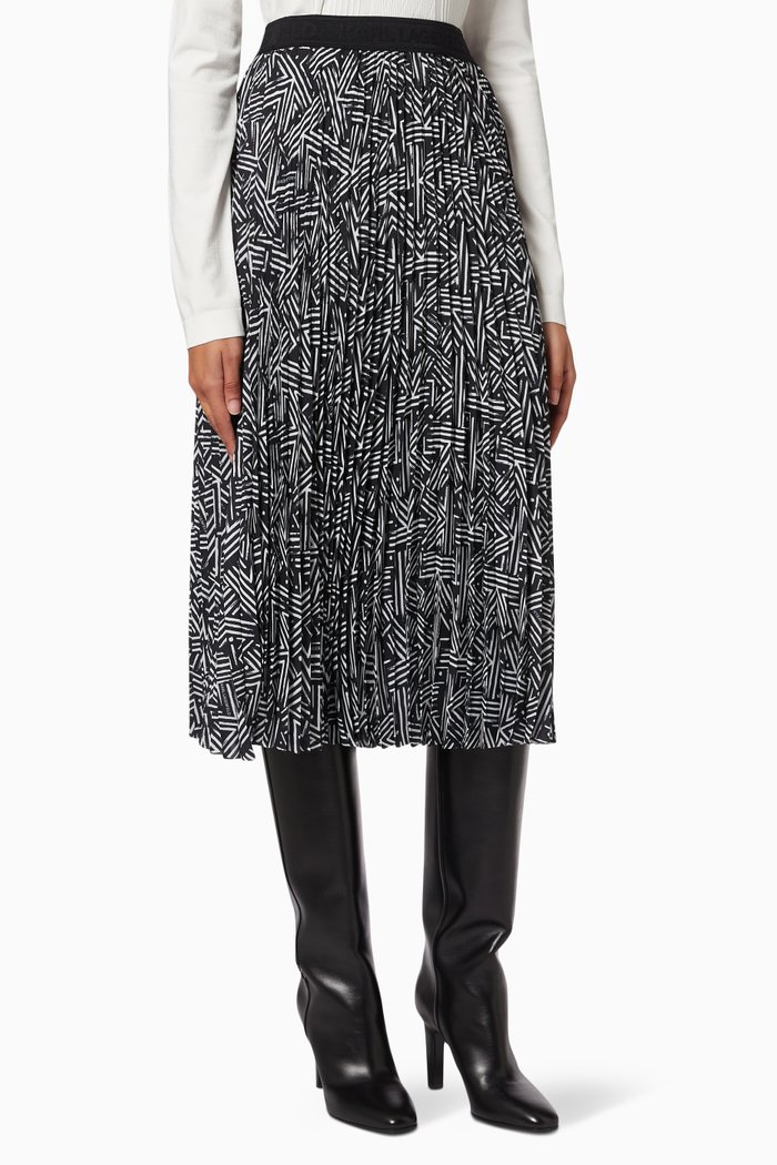 

K-Monogram Pleated Skirt in Recycled Polyester, Multicolour