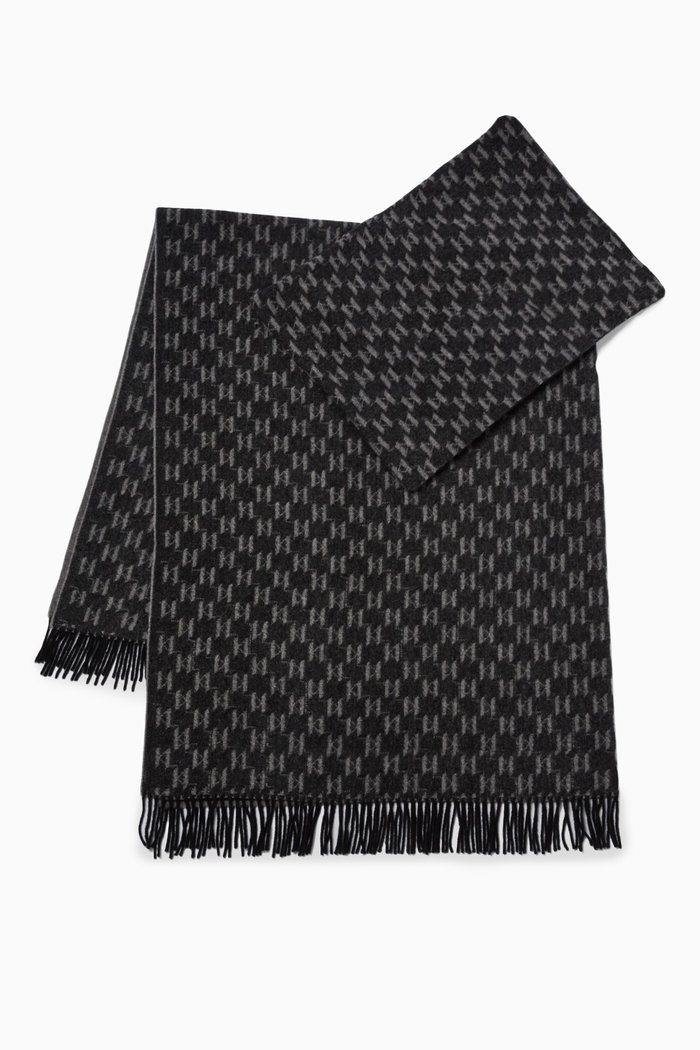 

K/Monogram Blanket & Pillow Set in Recycled Wool & Cashmere, Black