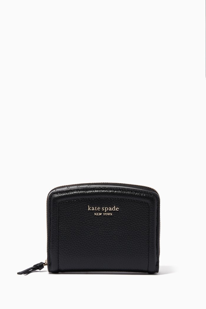 

Knott Small Compact Wallet in Pebbled Leather, Black