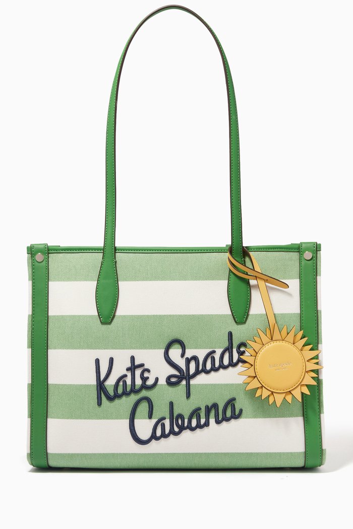 

Cabana Market Medium Tote Bag in Striped Canvas, Green