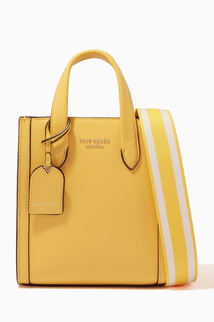 Manhattan Mini Tote Bag in Leather, Yellow