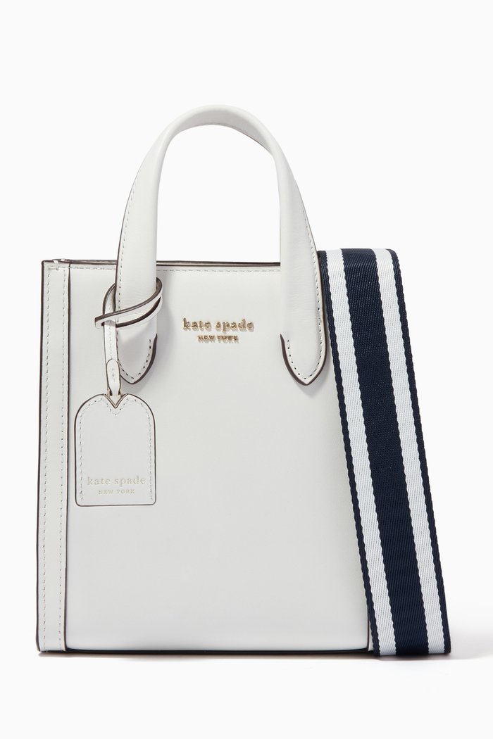 Manhattan Mini Tote Bag in Leather, White