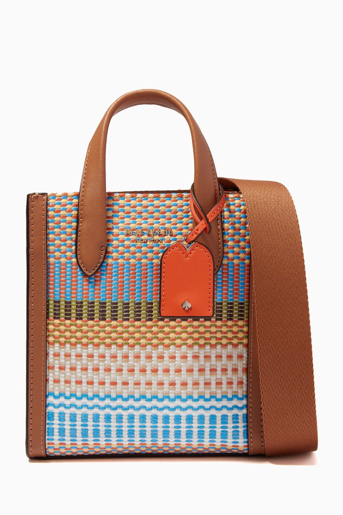

Manhattan Mini Tote Bag in Woven Straw, Yellow