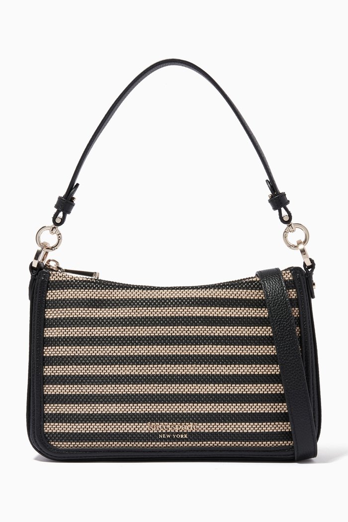 

Hudson Medium Crossbody Bag in Woven Leather, Black