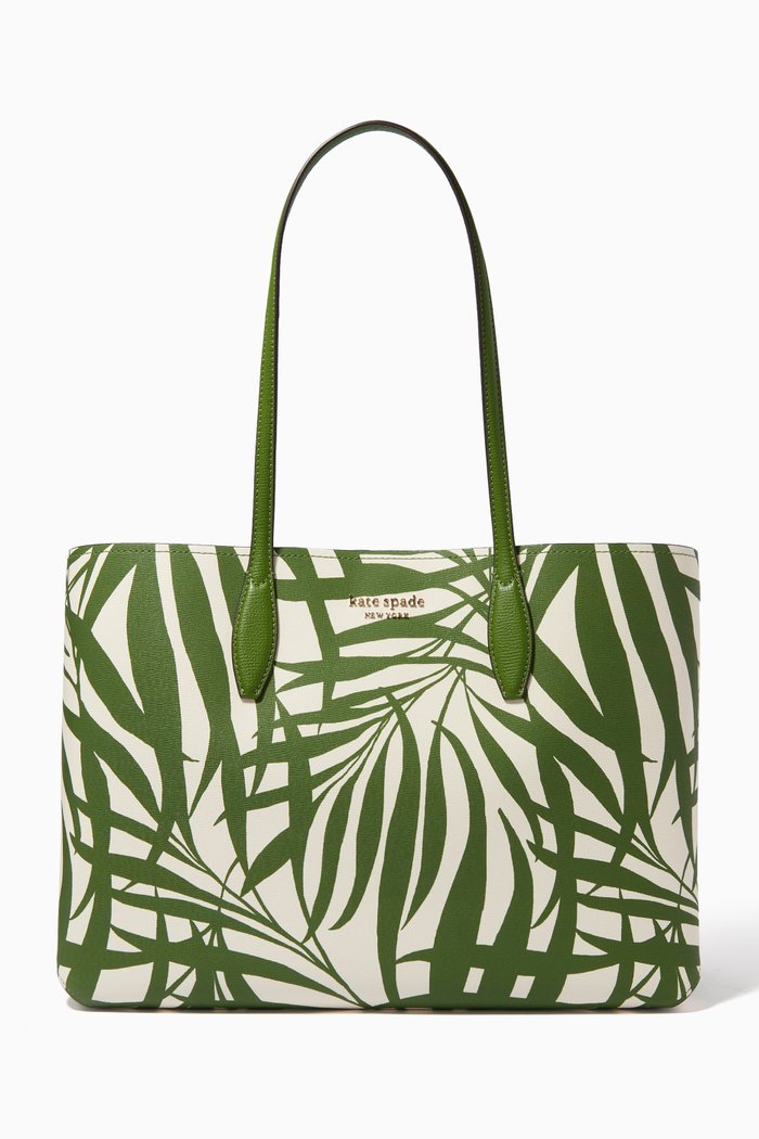 

All Day Tote Bag in Cross-grained Leather, Green