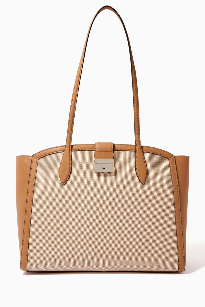

Voyage Large Work Tote Bag in Canvas & Leather, Multicolour