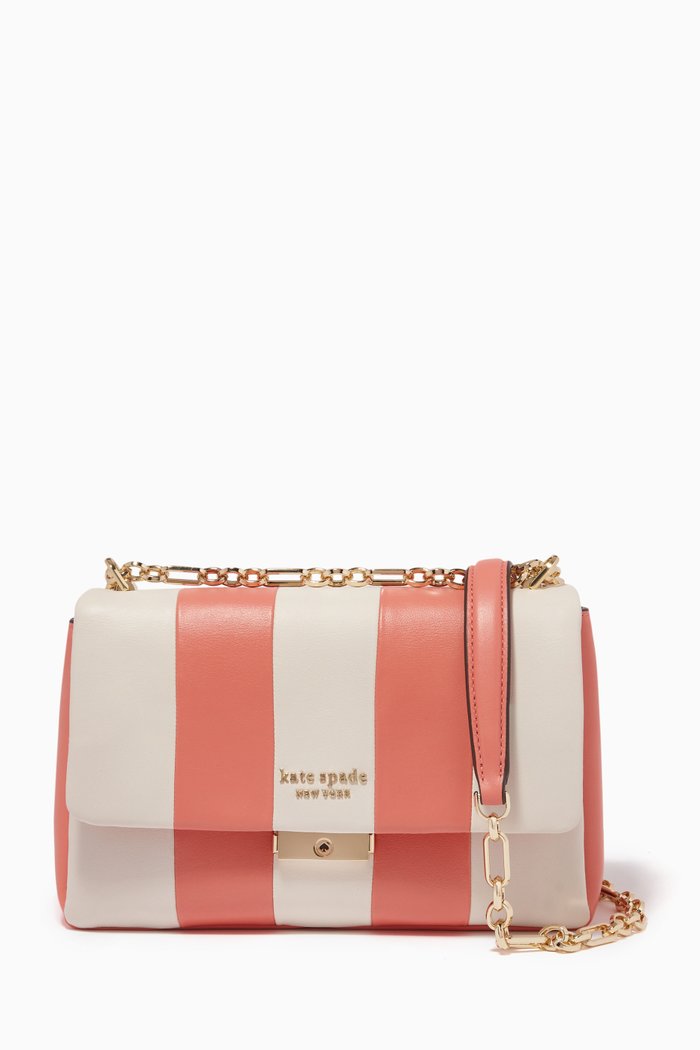 

Carlyle Striped Medium Bag in Leather, Pink