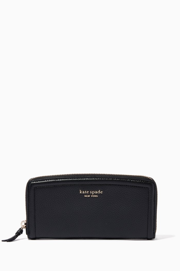 

Knott Slim Continental Wallet in Pebbled Leather, Black