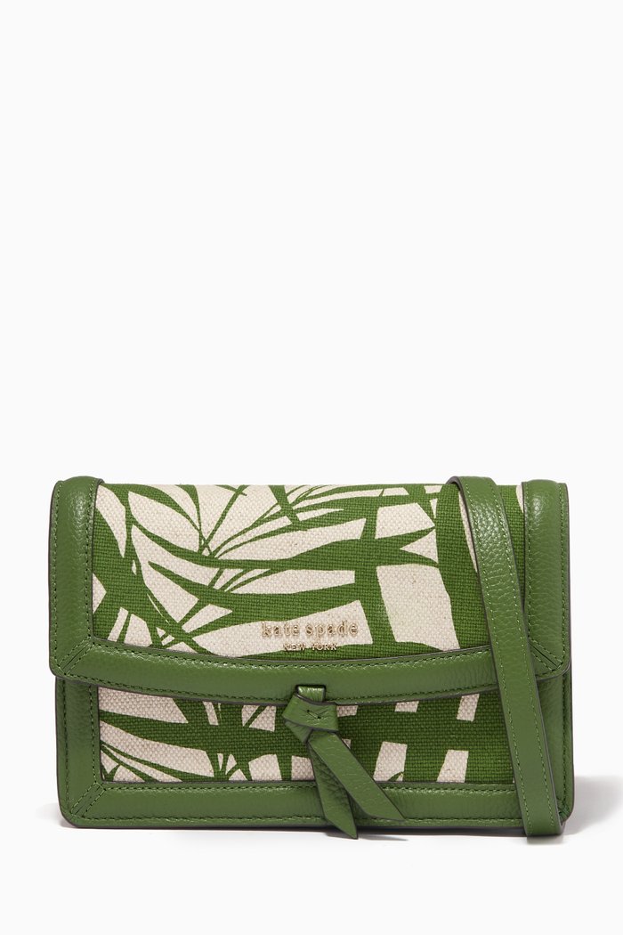 

Knott Flap Crossbody Bag in Palm Fronds Canvas, Green
