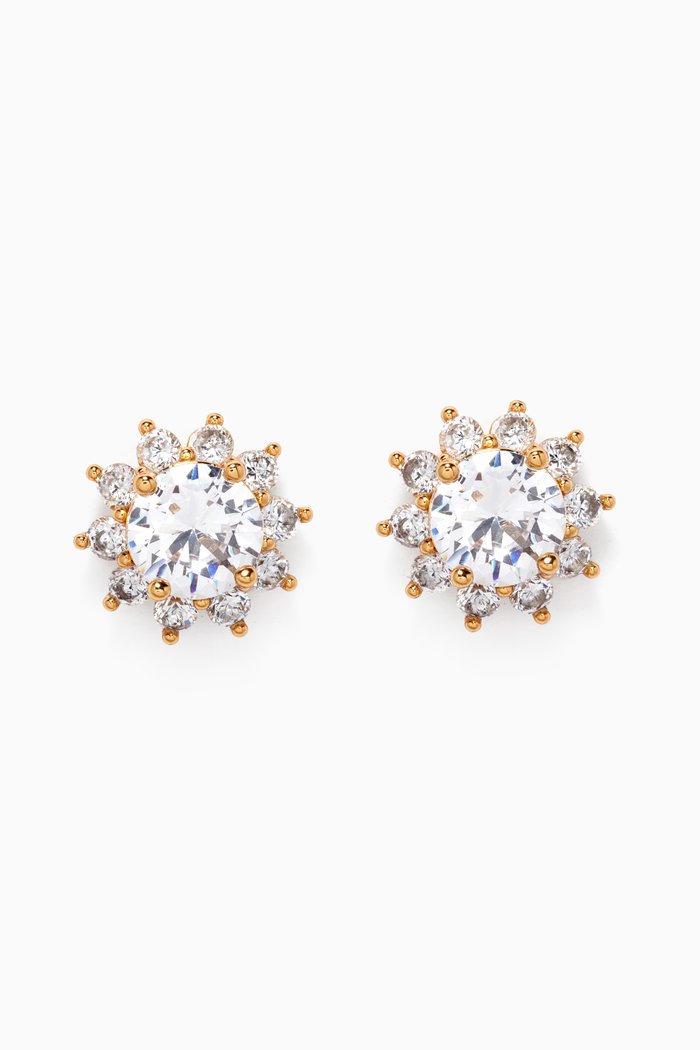 

Sunny Halo Crystal Studs in Metal, Silver