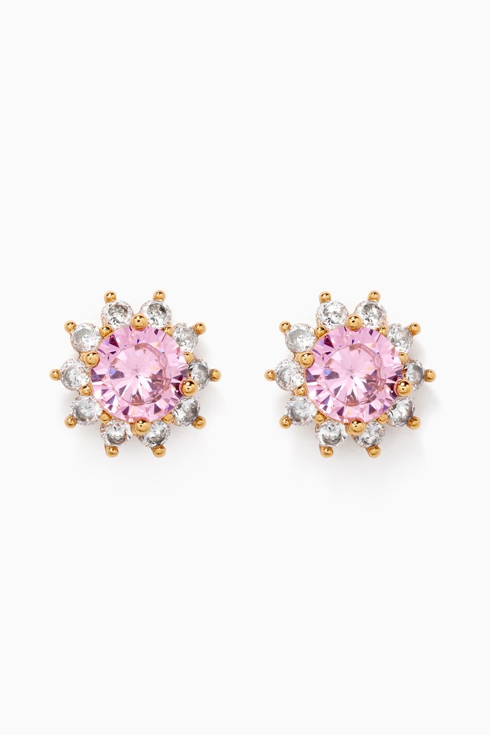 

Sunny Halo Crystal Studs in Metal, Pink