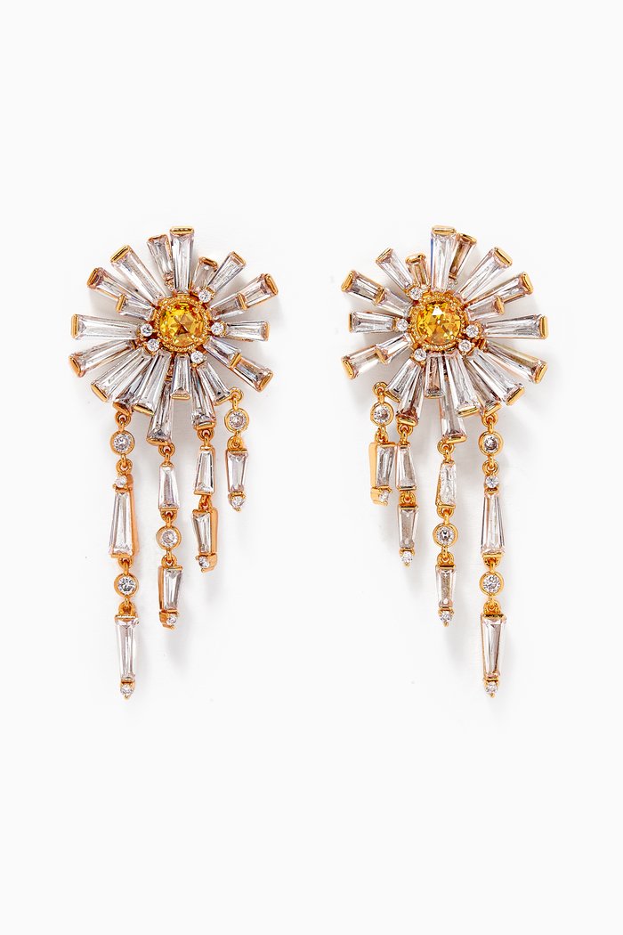 

Sunny Fringe Crystal Earrings in Gold-plated Metal, Yellow