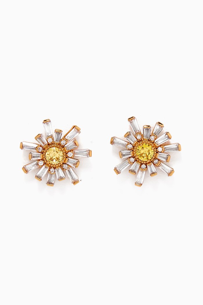 

Sunny Embellished Studs in Metal, Yellow