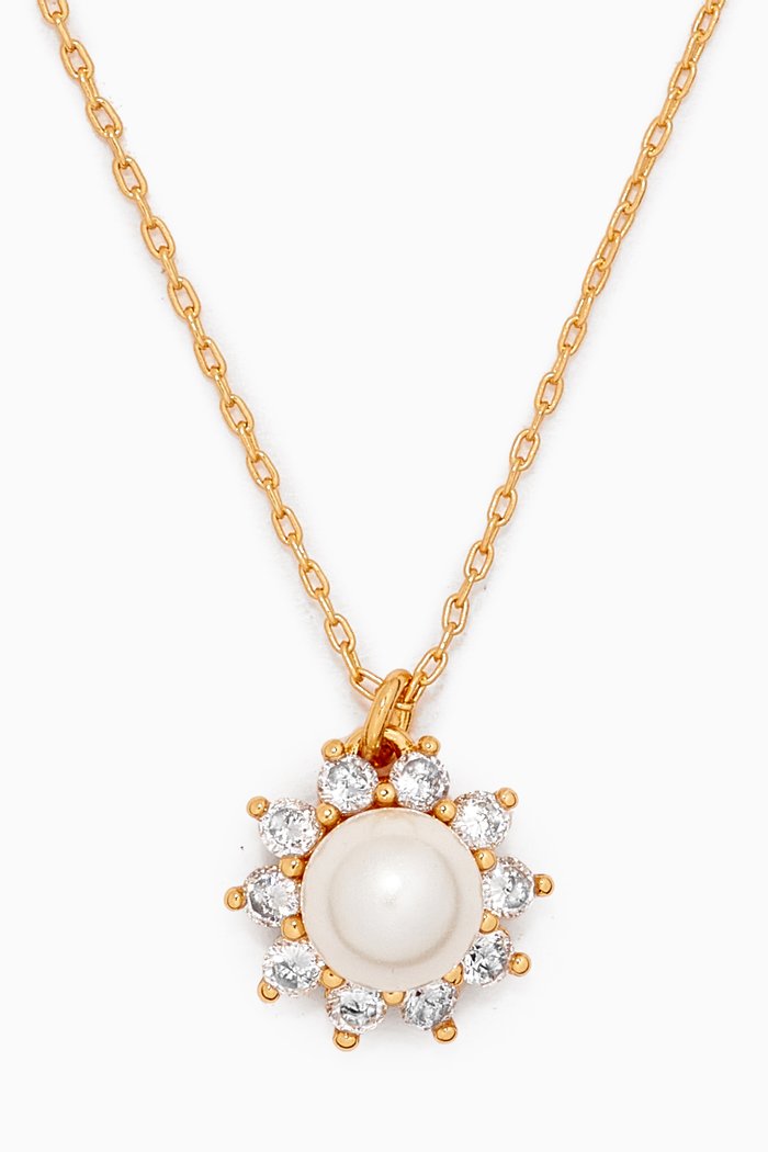 

Sunny Halo Pearl Pendant in Metal, White