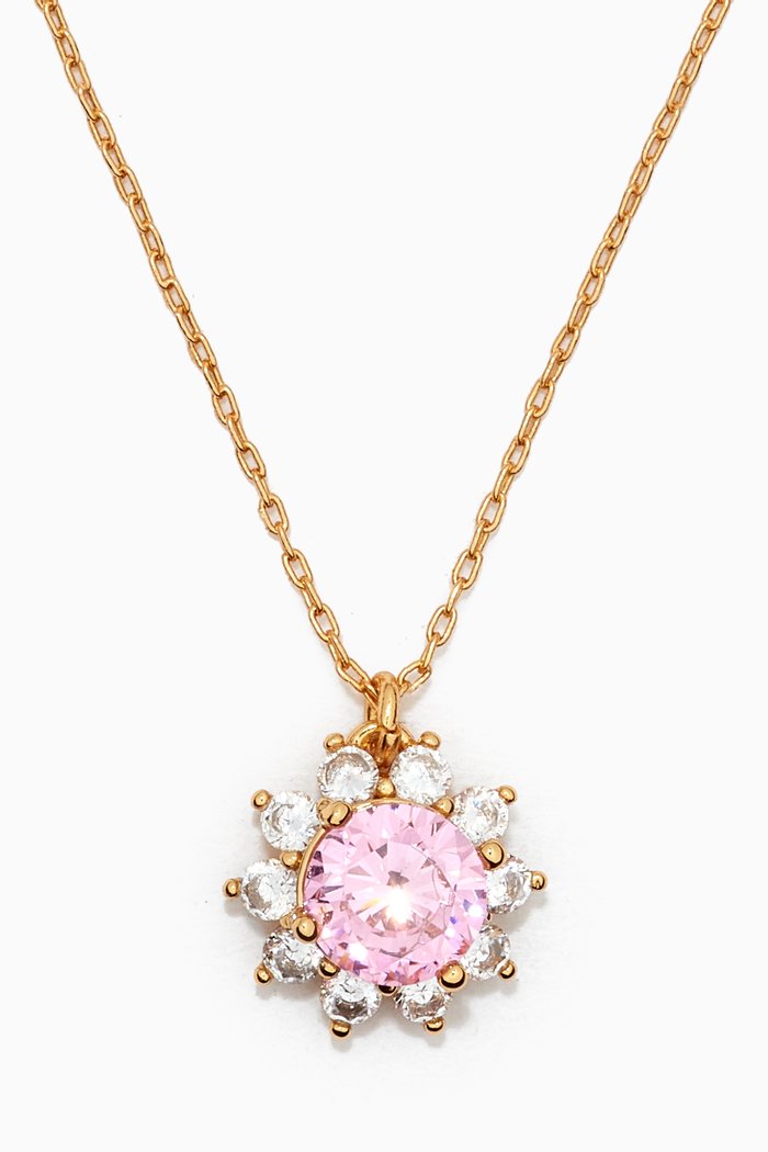 

Sunny Halo Pendant Necklace in Metal, Pink