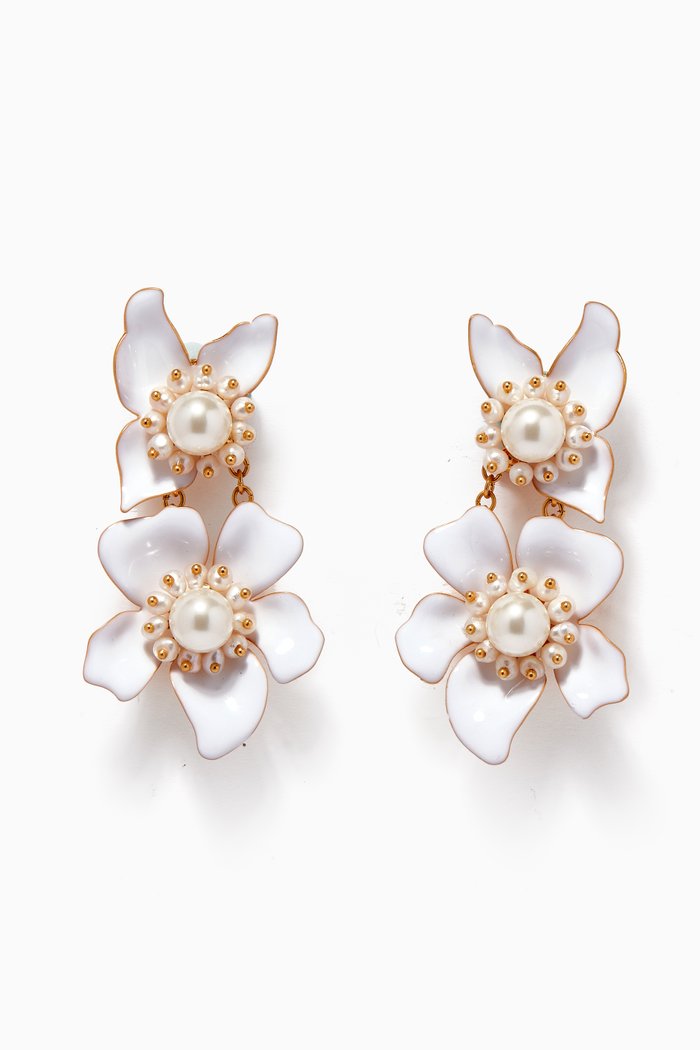 

Flora Statement Drop Earrings in Metal, White