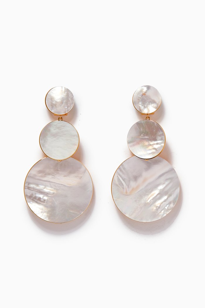 

Liana Stacked Discs Statement Earrings in Metal, White