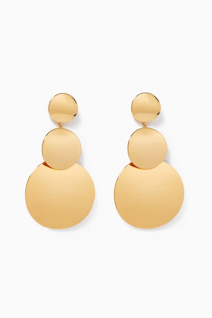 

Liana Stacked Discs Statement Earrings in Metal, Gold