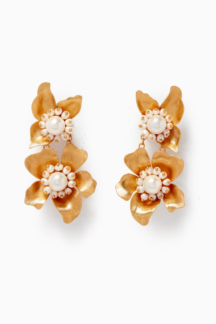 

Flora Statement Drop Earrings in Metal, White