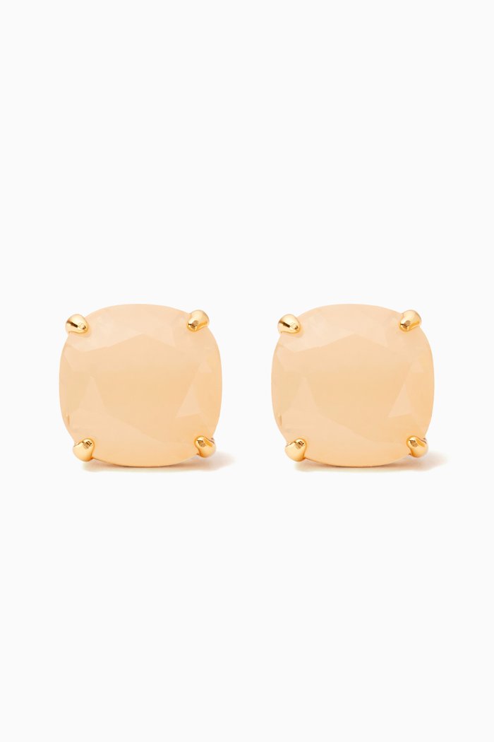 

KS Small Square Studs in 12kt Gold-plated Metal, Pink