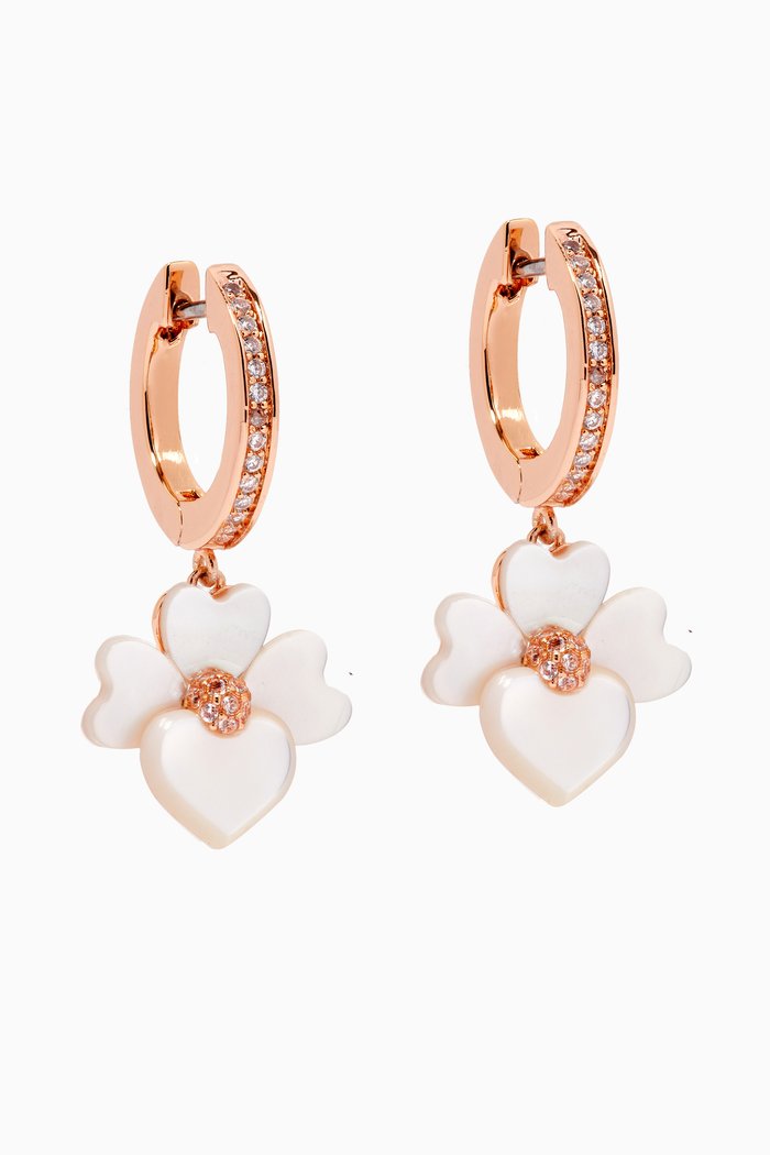 

Precious Pansy Pavé Drop Huggies in Metal, Neutral