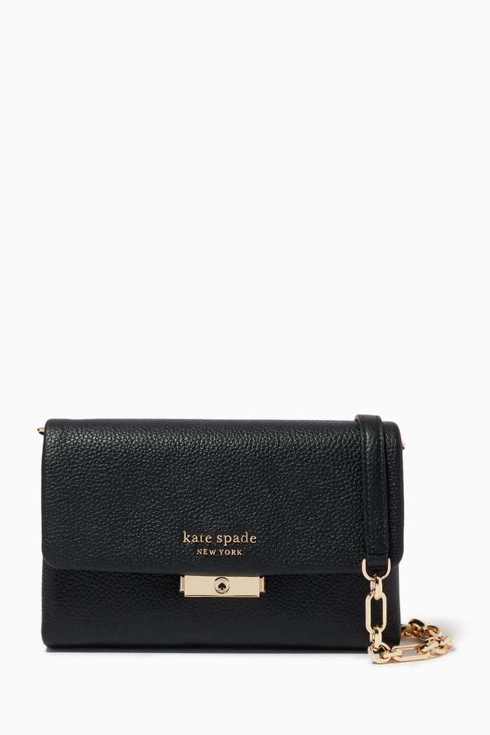 

Carlyle Chain Wallet in Pebbled Leather, Black