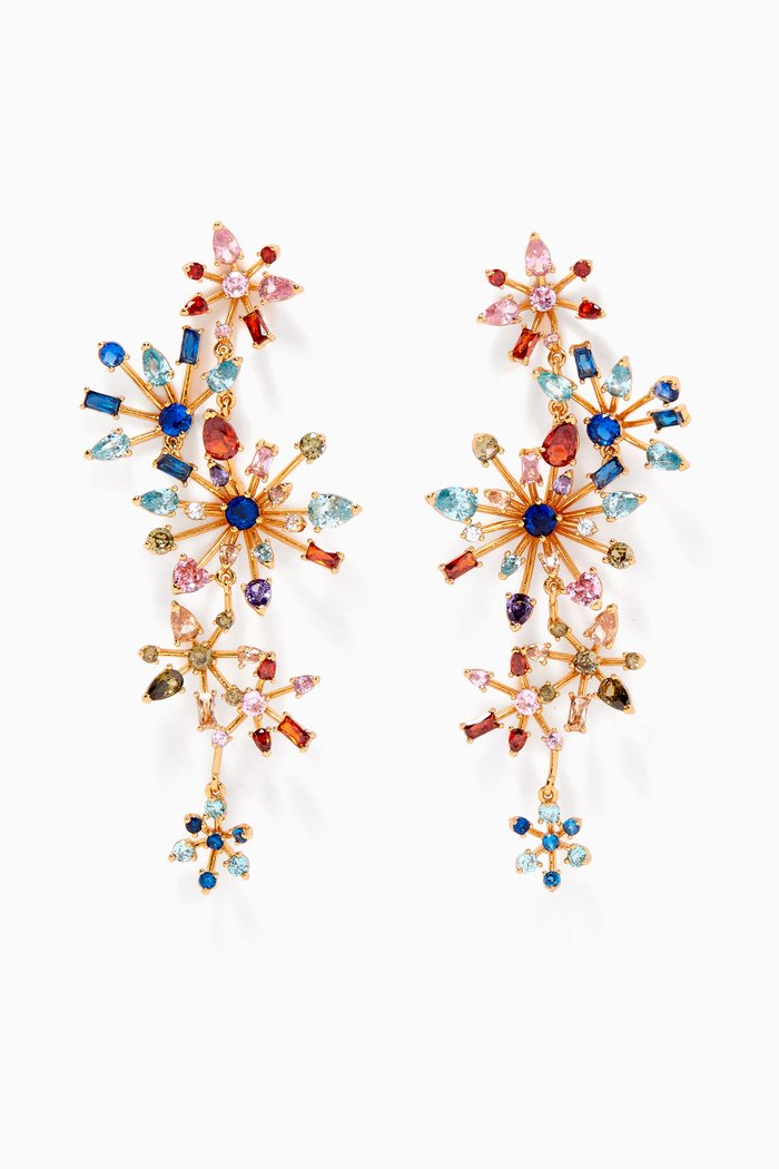 

Firework Floral Drop Earrings in Gold-plated Metal, Multicolour