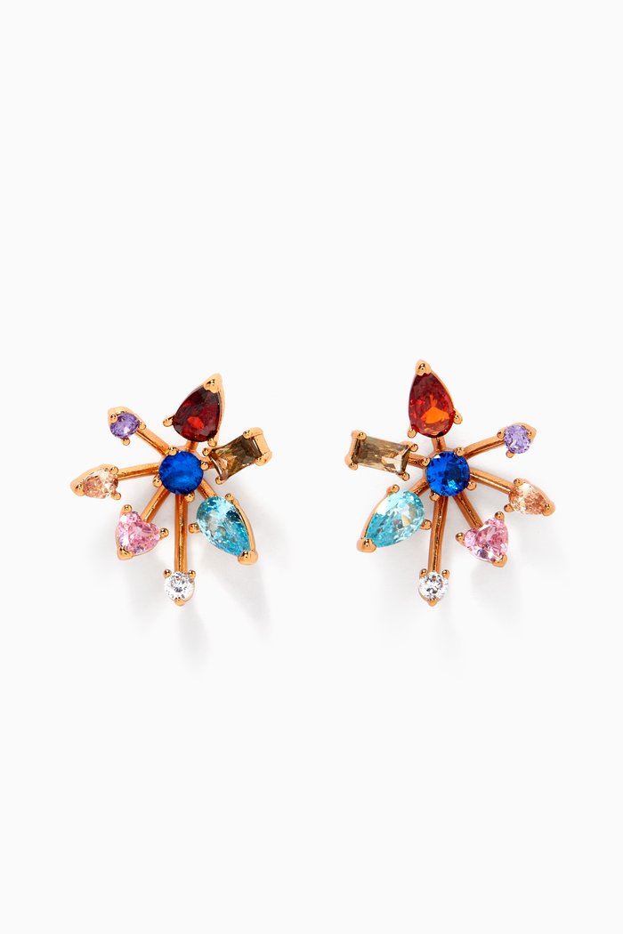 

Firework Floral Stud Earrings in Gold-plated Metal, Multicolour