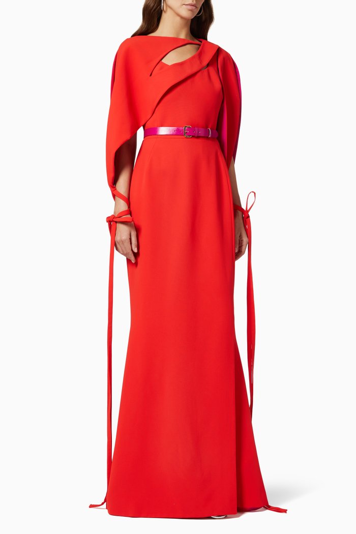 

Dress & Cape Set in Crepe, Red