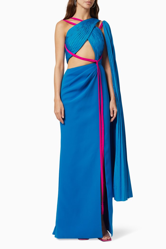 

Cut Out Dress in Taffeta, Blue