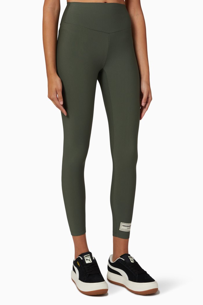 

Ribbed Leggings 24", Brown