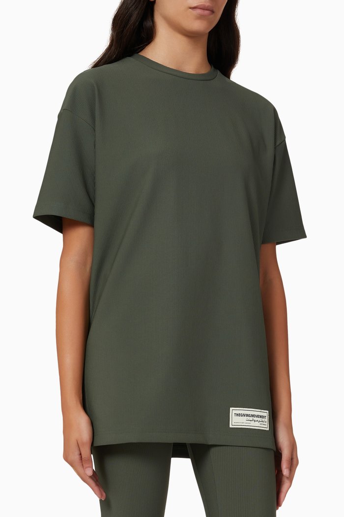 

Ribbed Relaxed T-shirt, Brown